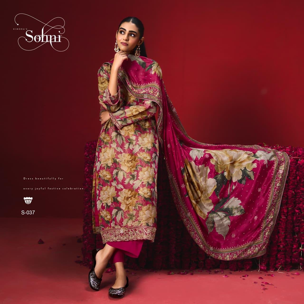 Kimora Fashion Sohni Gulaab Kanjivaram Digital Print Suit S-037