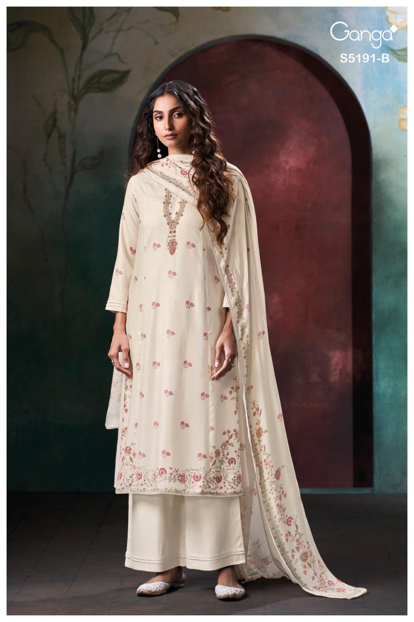 Ganga Fashion Chirasvi Premium Pure Wool Pashmina Suit S5191-B