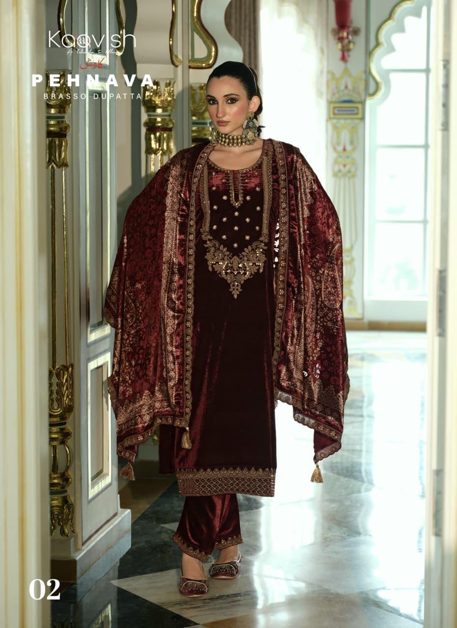 Kaavish Trends Pehnava Winter Collection Pure Velvet Suit 02