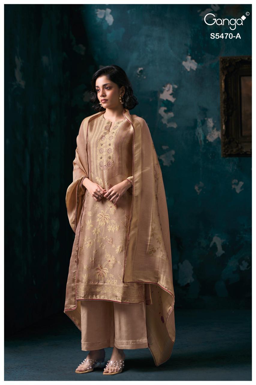 Ganga Fashion Lubna S5470 Premium Pure Kanjivaram Silk Suit S5470-A