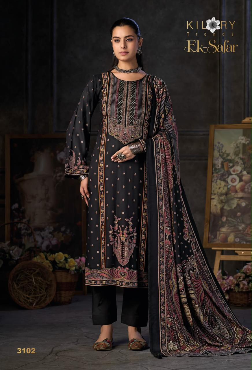Kilory Trends Ek-Safar Winter Collection Pure Viscose Pashmina Suit 3102