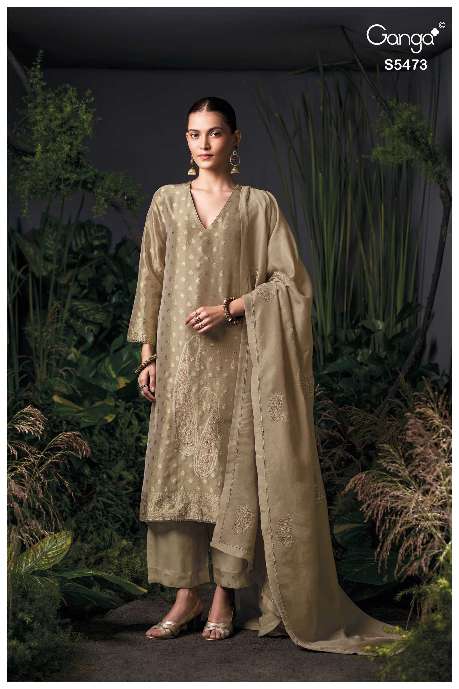 Ganga Fashion Ceylira S5473 Premium Pure Kanjivaram Silk Kurta Set S5473
