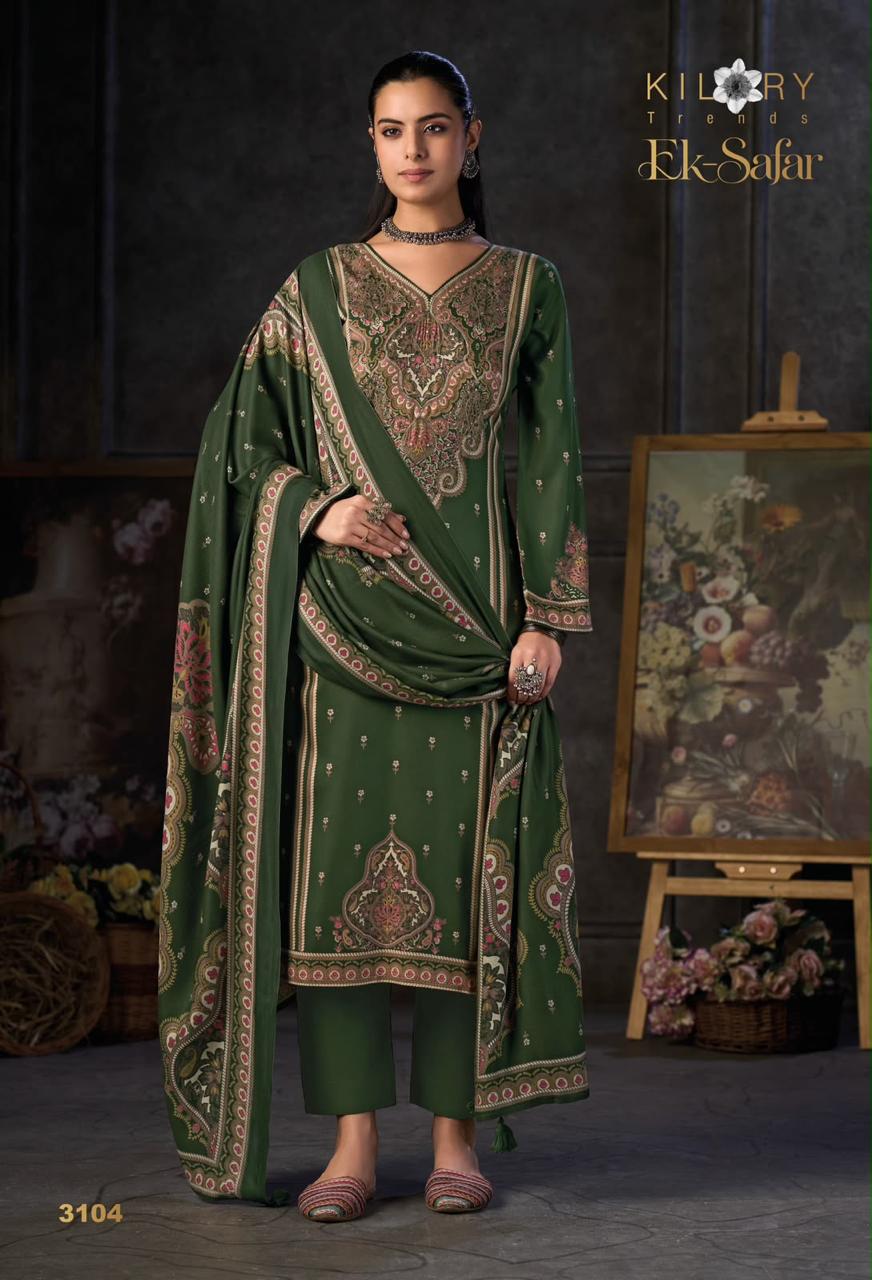 Kilory Trends Ek-Safar Winter Collection Pure Viscose Pashmina Suit 3104