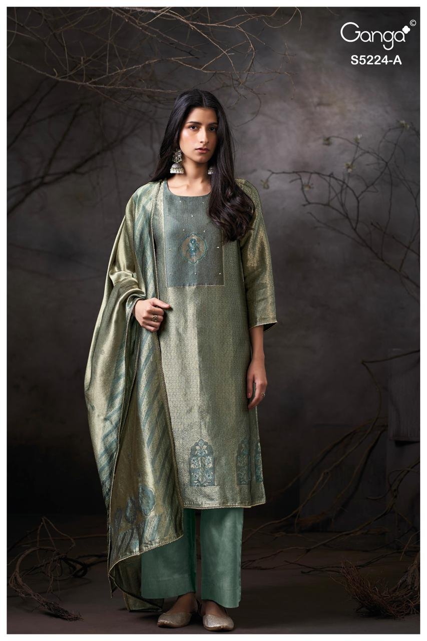 Ganga Fashion Jesska S5224 Premium Pure Viscose Silk Kurta Set S5224-A