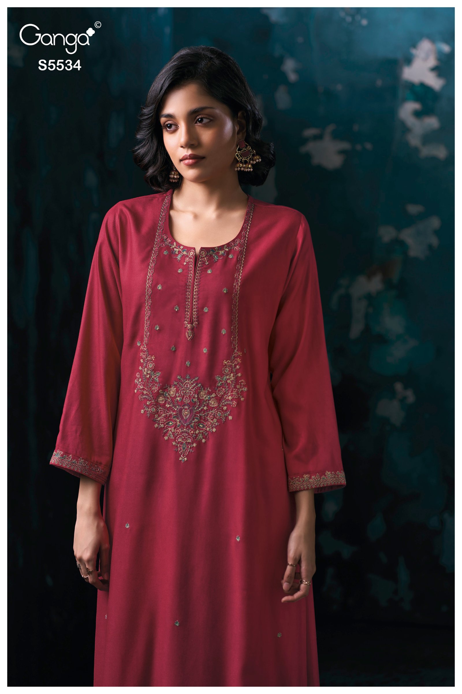 Ganga Fashion Rucha Winter Collection Premium Pure Pashmina Suit S5534 - Image 3