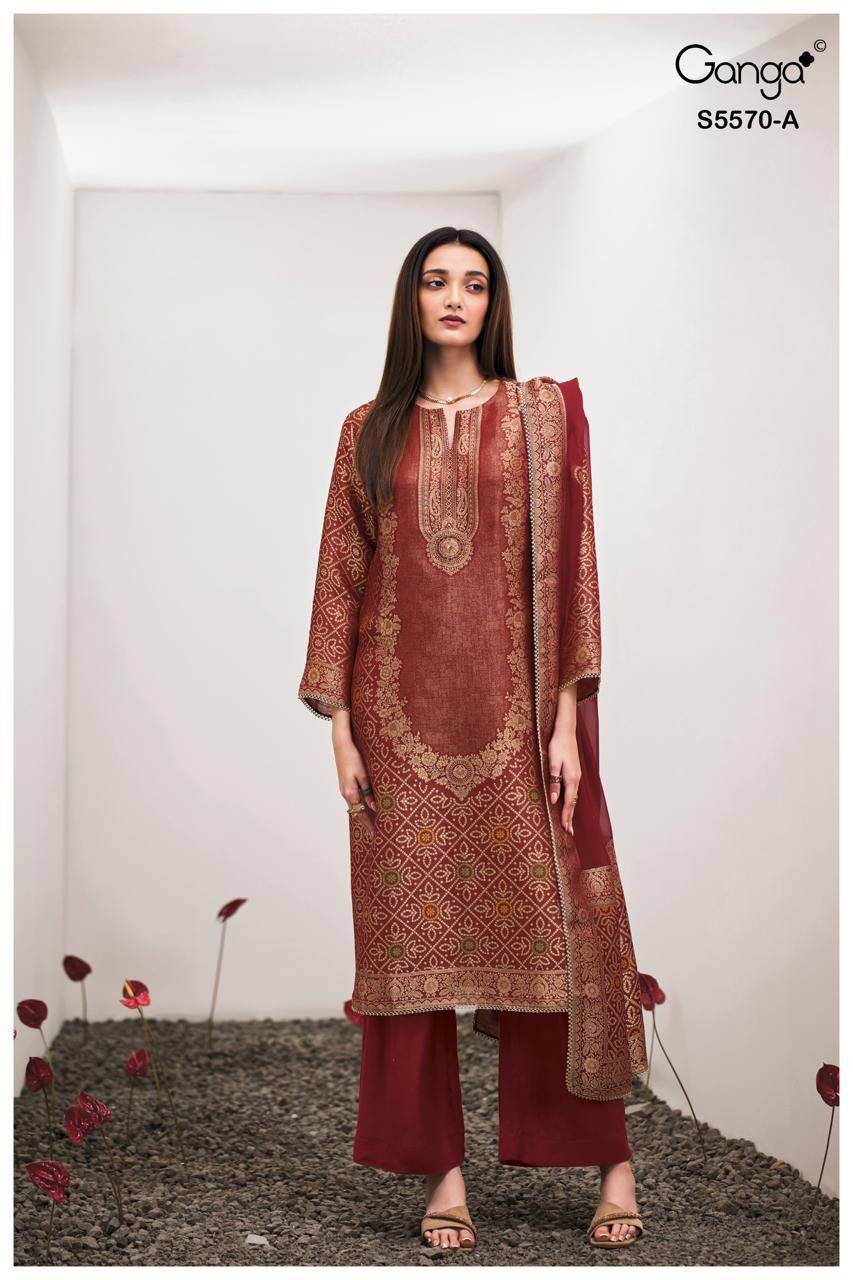 Ganga Fashion Mairya Premium Pure Silk Suit S5570-A