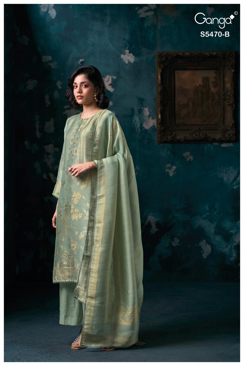 Ganga Fashion Lubna S5470 Premium Pure Kanjivaram Silk Suit S5470-B