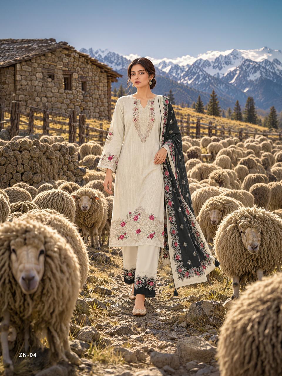 Varshaa Fashion Zenya Winter Collection Cord Pashmina Suit ZN-04