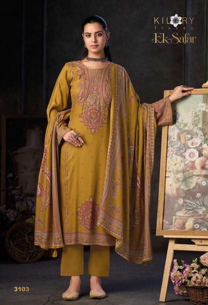 Kilory Trends Ek-Safar Winter Collection Pure Viscose Pashmina Suit 3103