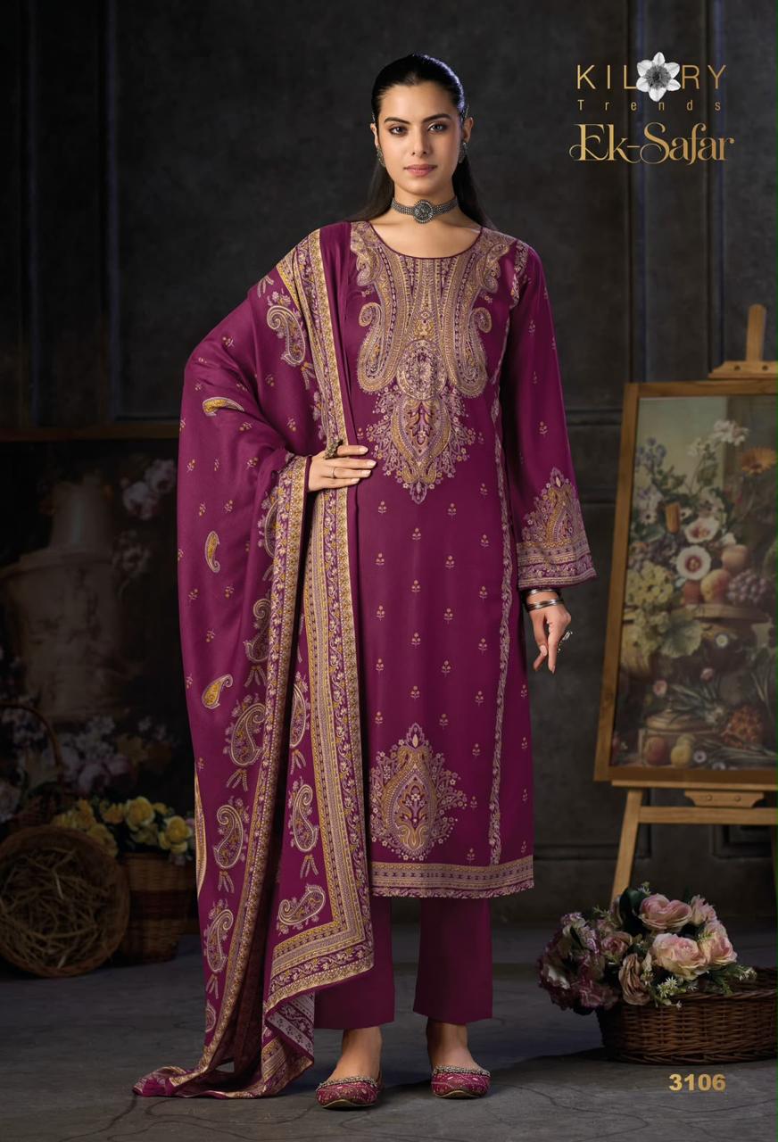 Kilory Trends Ek-Safar Winter Collection Pure Viscose Pashmina Suit 3106
