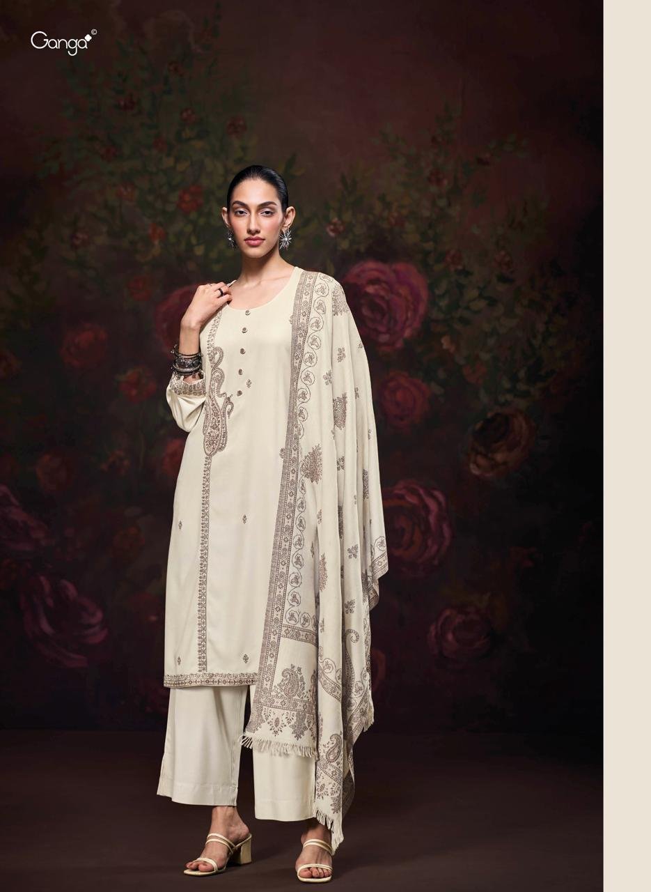 Ganga Fashion Iktara Winter Collection Premium Pure Pashmina Suit C2347