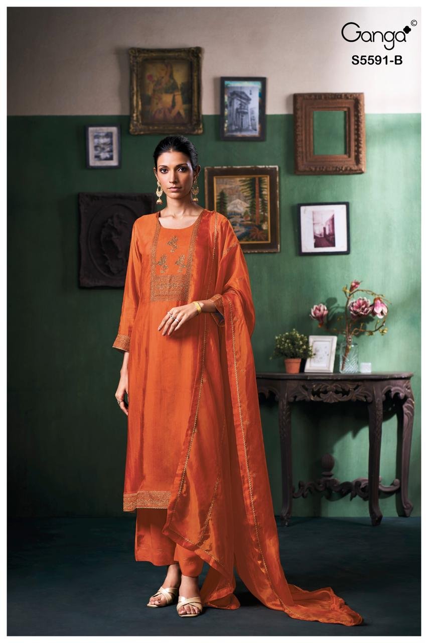 Ganga Fashion Vaevira Premium Pure Silk Kurta Set S5591-B