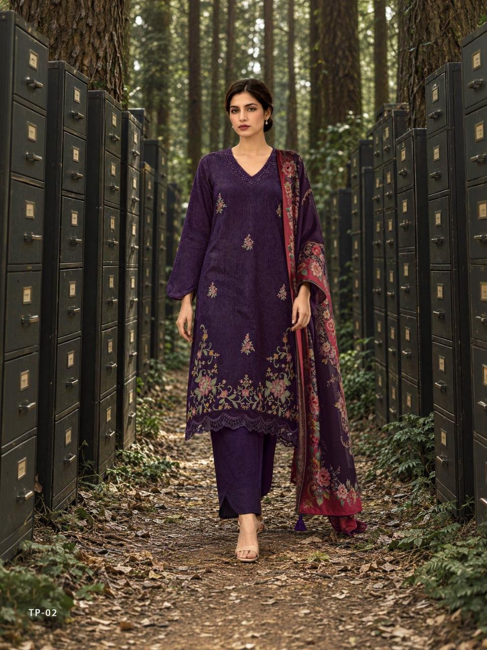 Varsha Fashion Threaded Pixels Winter Collection Pashmina Suit TP-02