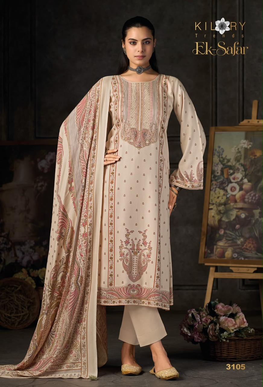 Kilory Trends Ek-Safar Winter Collection Pure Viscose Pashmina Suit 3105