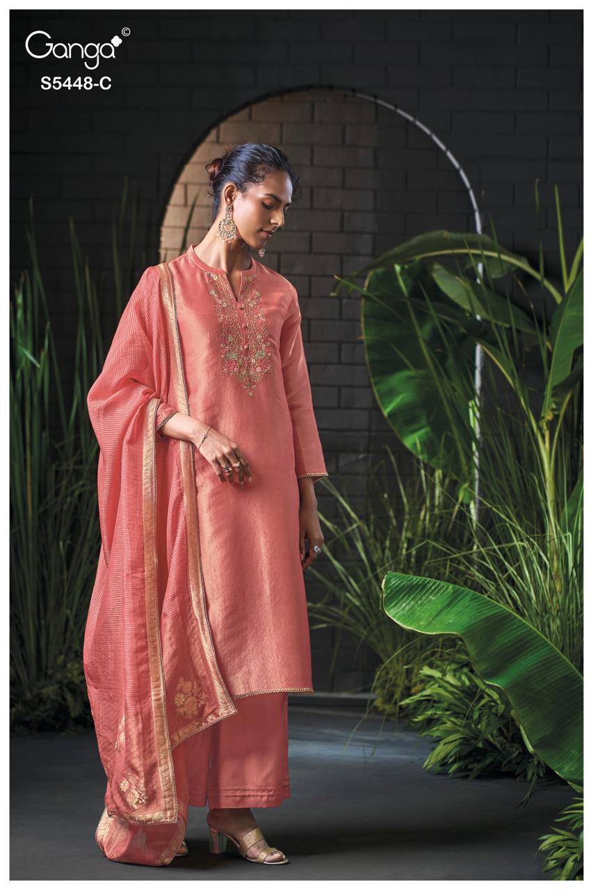 Ganga Fashion Celvaya S5448 Premium Pure Silk Kurta Set S5448-C