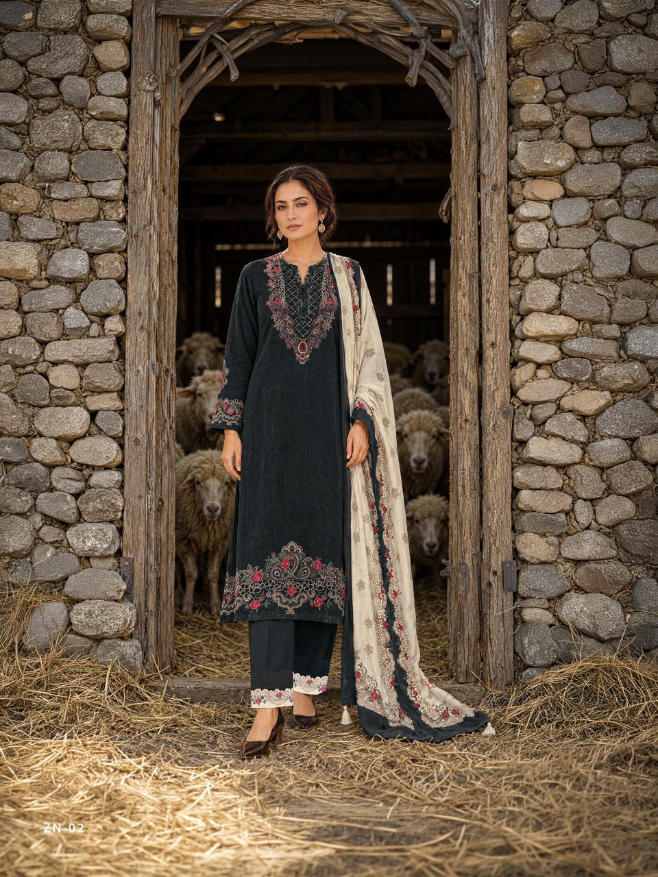 Varshaa Fashion Zenya Winter Collection Cord Pashmina Suit ZN-02