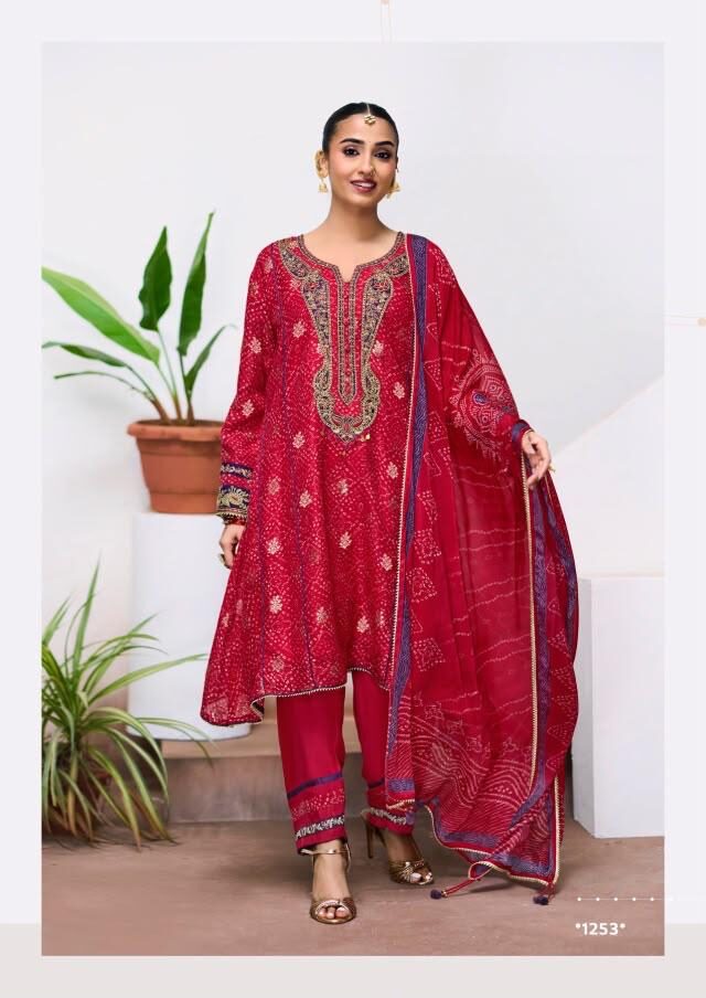 Jay Vijay Prints Mahotsav Pure Bemberg Slub Silk Kurta with Pant and Dupatta 1253 - Image 3