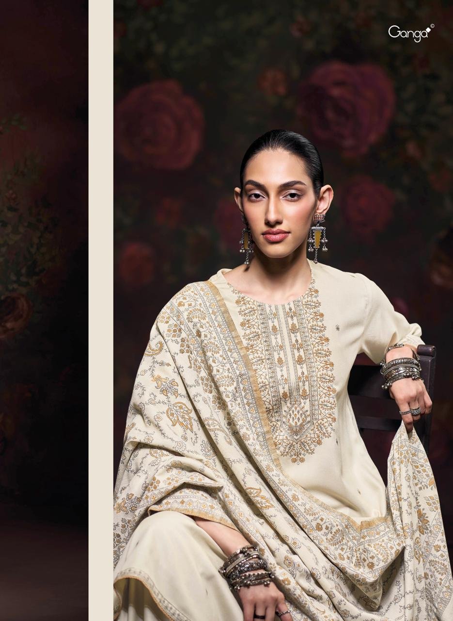 Ganga Fashion Iktara Winter Collection Premium Pure Pashmina Suit C2351