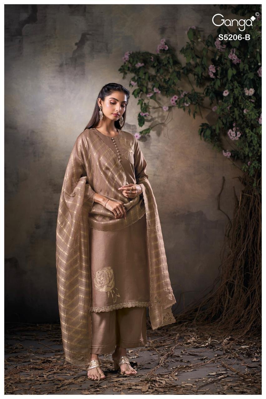 Ganga Fashion Anyasa Summer Collection Premium Pure Silk Kurta Set S5206-B
