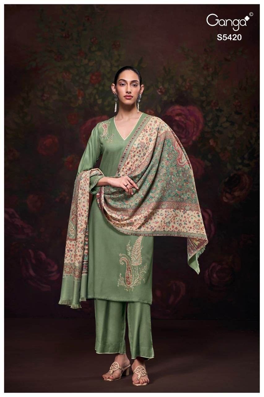 Ganga Fashion PAEVNA Premium Pure Pashmina Kurta Suit S5420