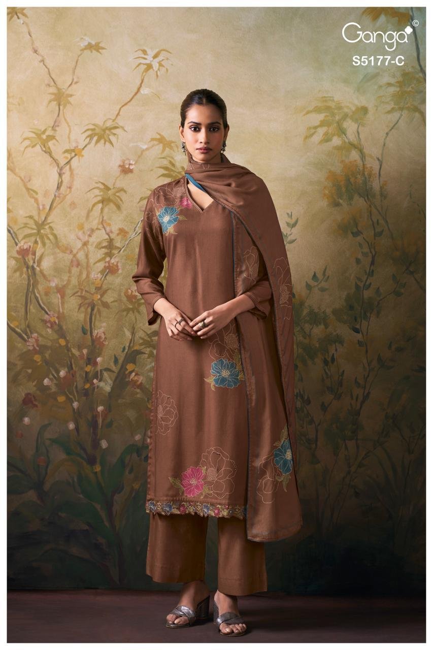 Ganga Fashion Erem Premium Pure Wool Pashmina Kurta S5177-C