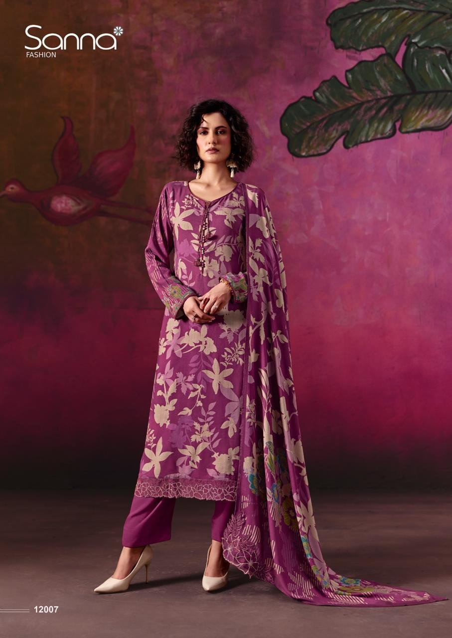 Sanna Fashion Olive Winter Collection Pure Viscose Pashmina Kurta 12007