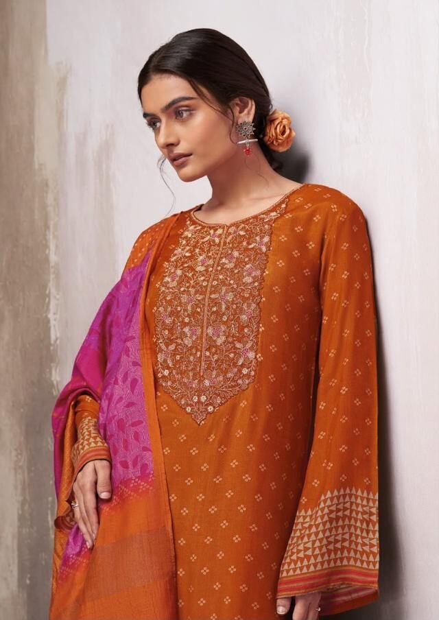 Omtex Ginevra Musleen Silk Digital Print Suit 15941-D