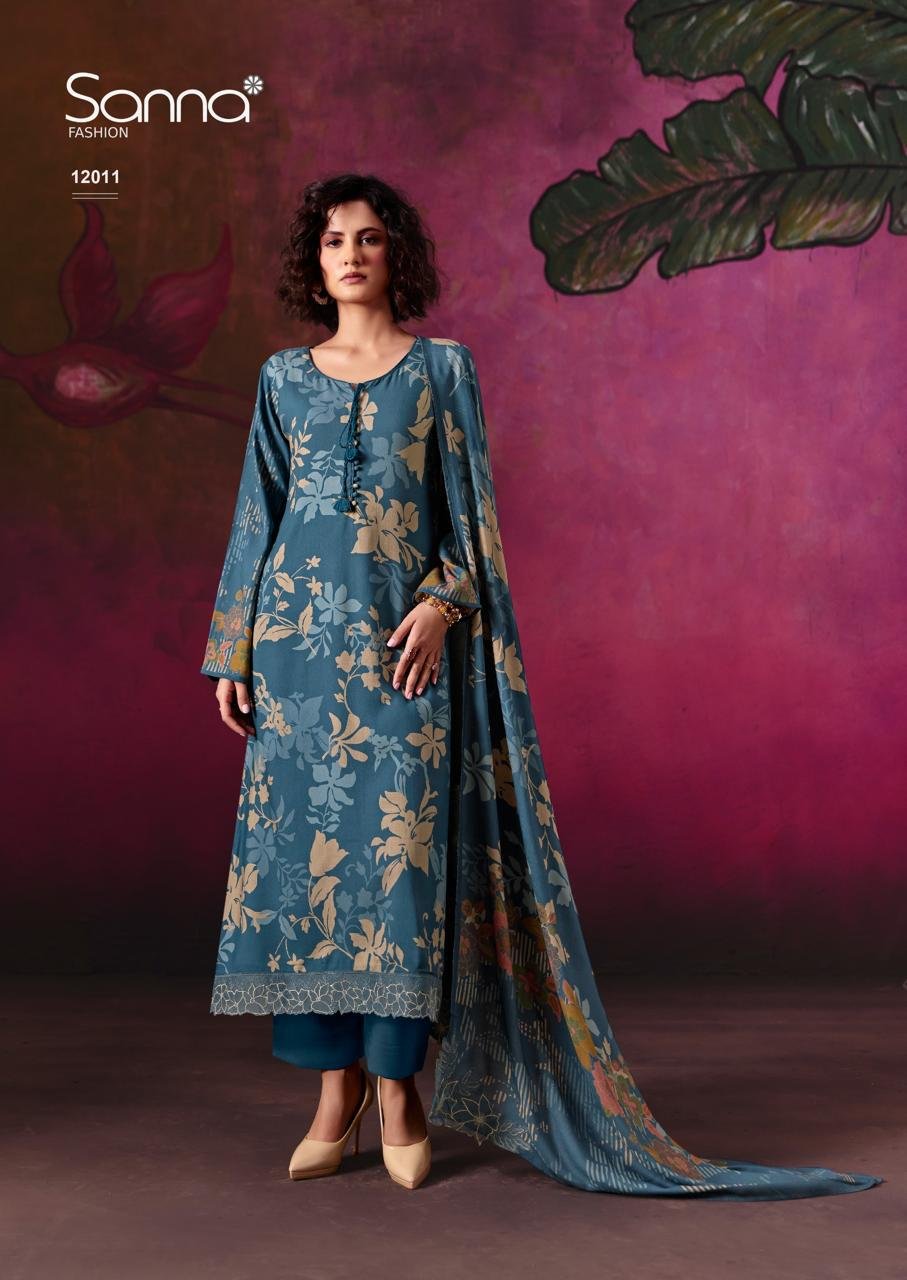 Sanna Fashion Olive Winter Collection Pure Viscose Pashmina Kurta 12011