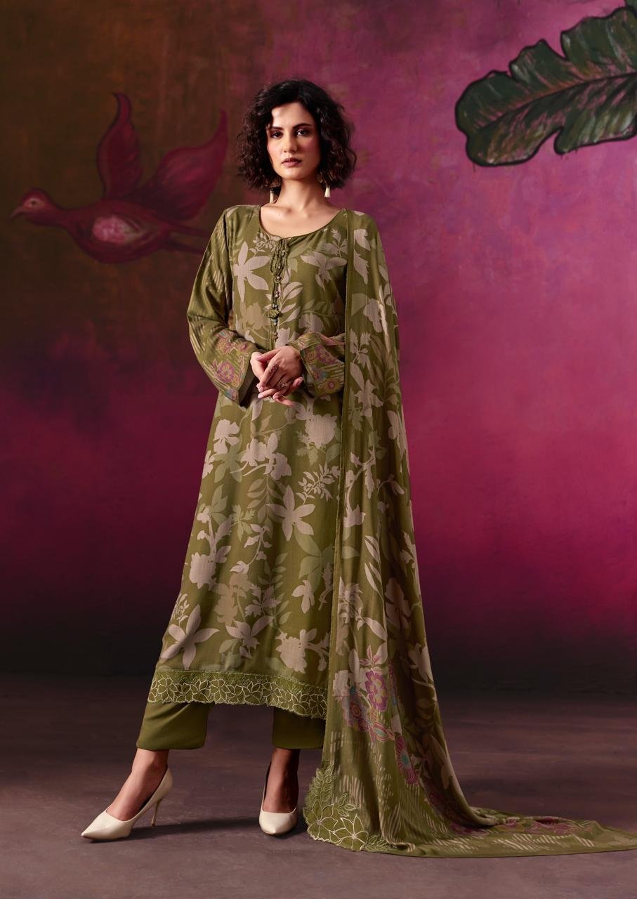 Sanna Fashion Olive Winter Collection Pure Viscose Pashmina Kurta OLIVEWINTE-B