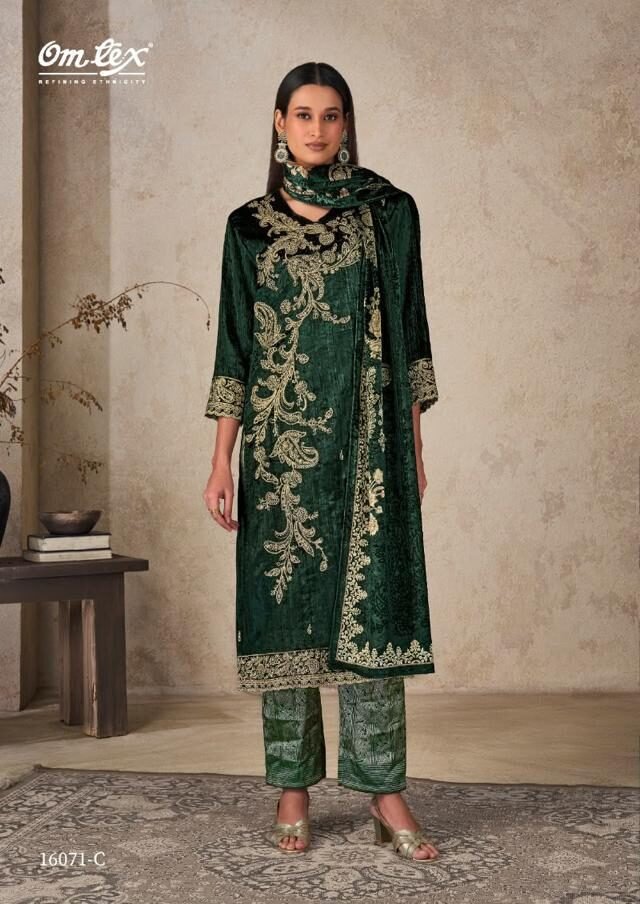 Omtex Ritha Crush 43 Pure Viscose Velvet Crush Suit 16071-C