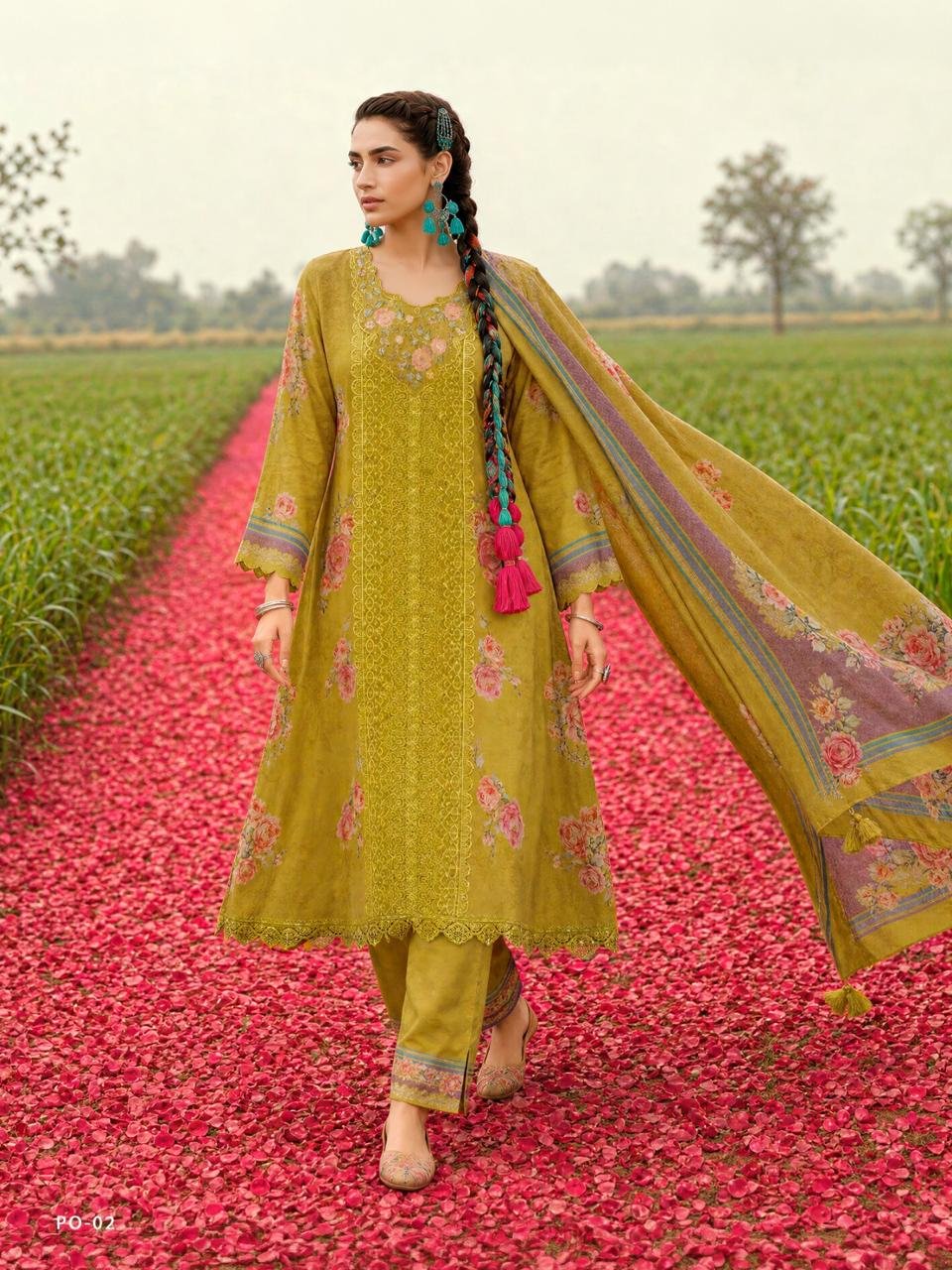 Varsha Fashion Petal Poetry Pashmina Suit PO-02