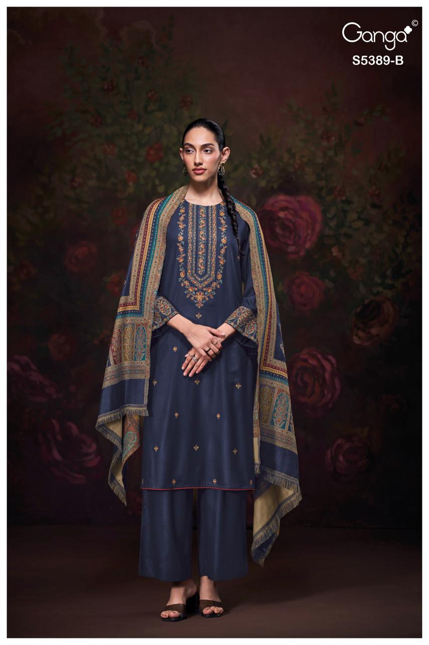 Ganga Fashion Inezha Premium Pure Pashmina Kurta Set S5389-B
