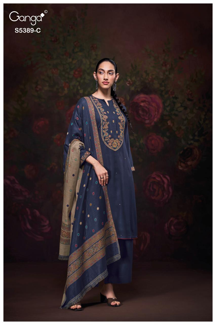 Ganga Fashion Inezha Premium Pure Pashmina Kurta Set S5389-C