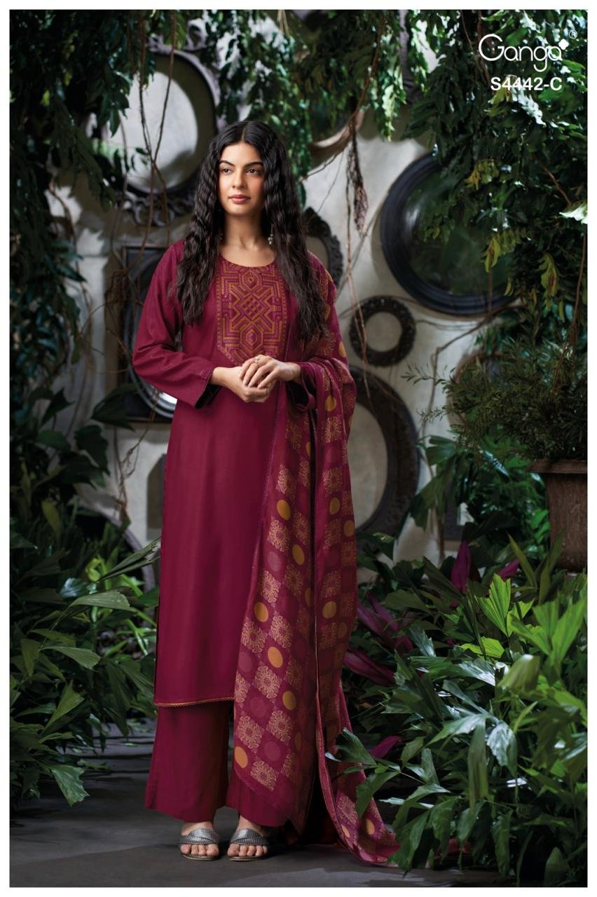 Ganga Fashion Revia S4442 Premium Pure Cotton Satin Kurta Set S4442-C