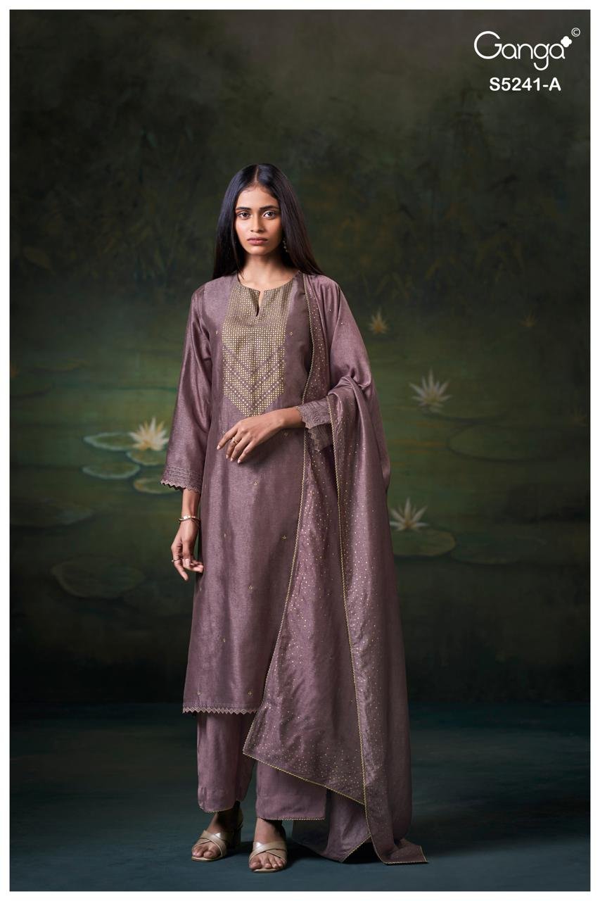 Ganga Fashion Deymth Premium Pure Bemberg Raw Silk Kurta Set S5241-A