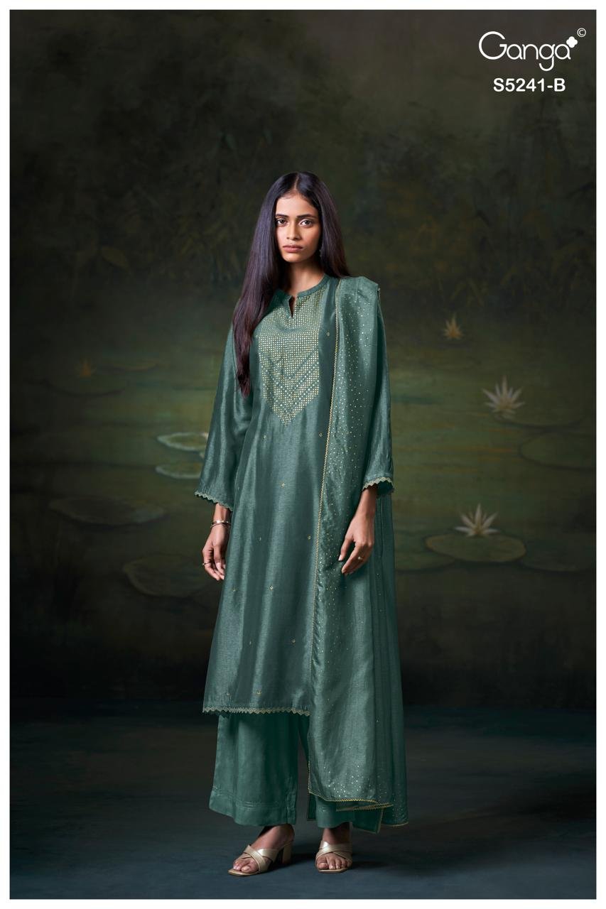 Ganga Fashion Deymth Premium Pure Bemberg Raw Silk Kurta Set S5241-B