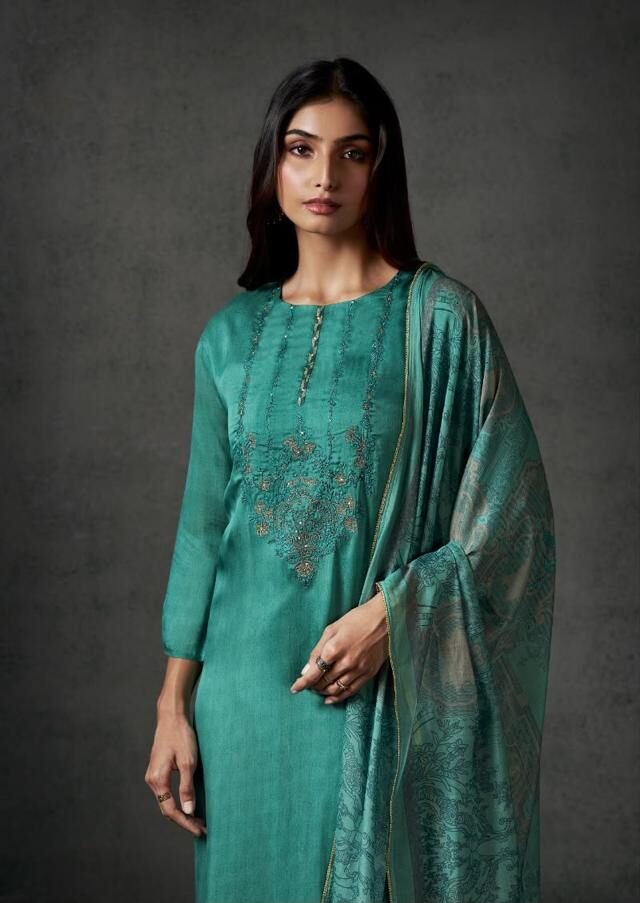 OMTEX Bhavika Dutch Silk Digital Print Suit 16501-B