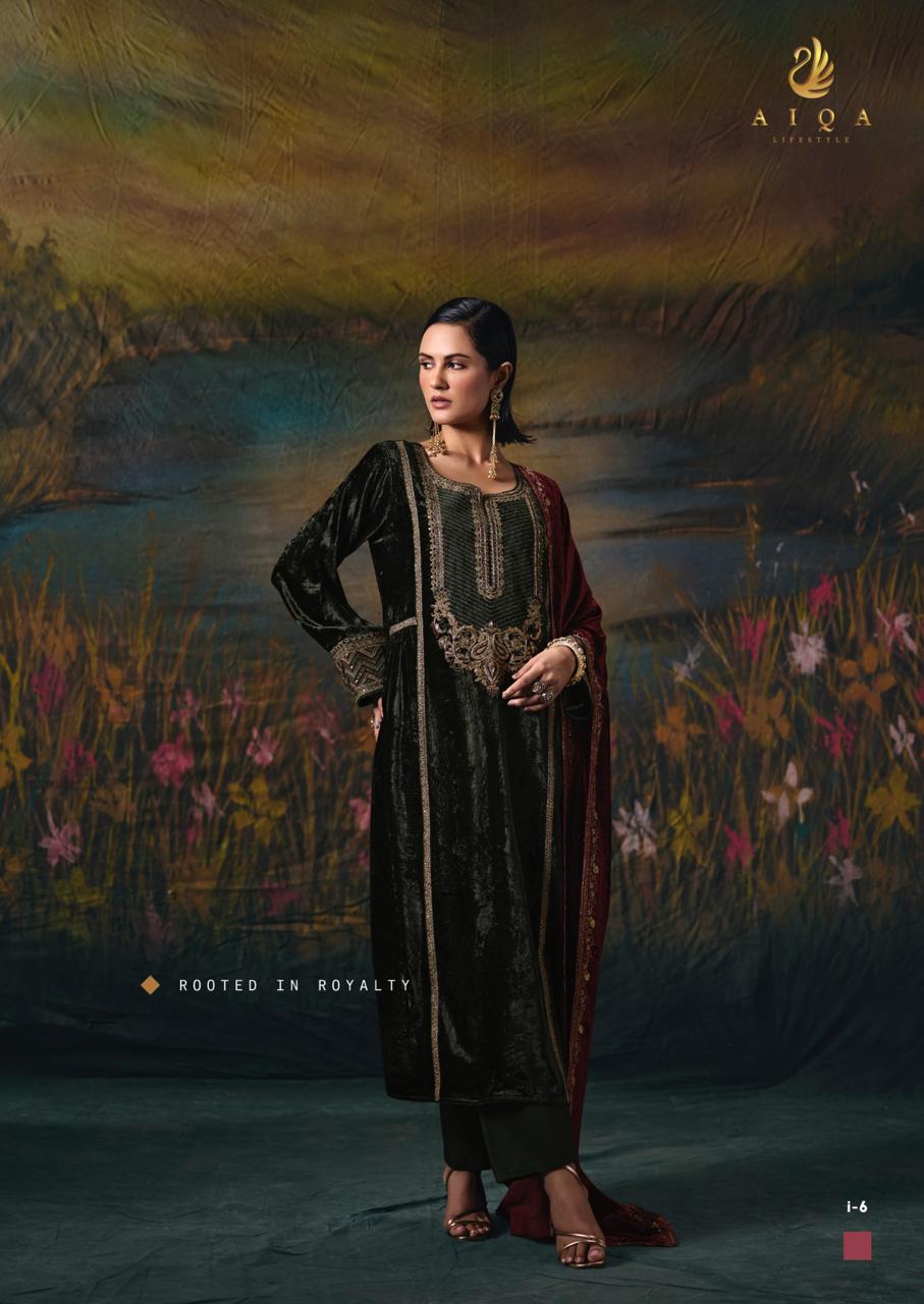 AIQA LIFESTYLE NOOR E RIWAZ Pure Viscose Velvet Suit i-6