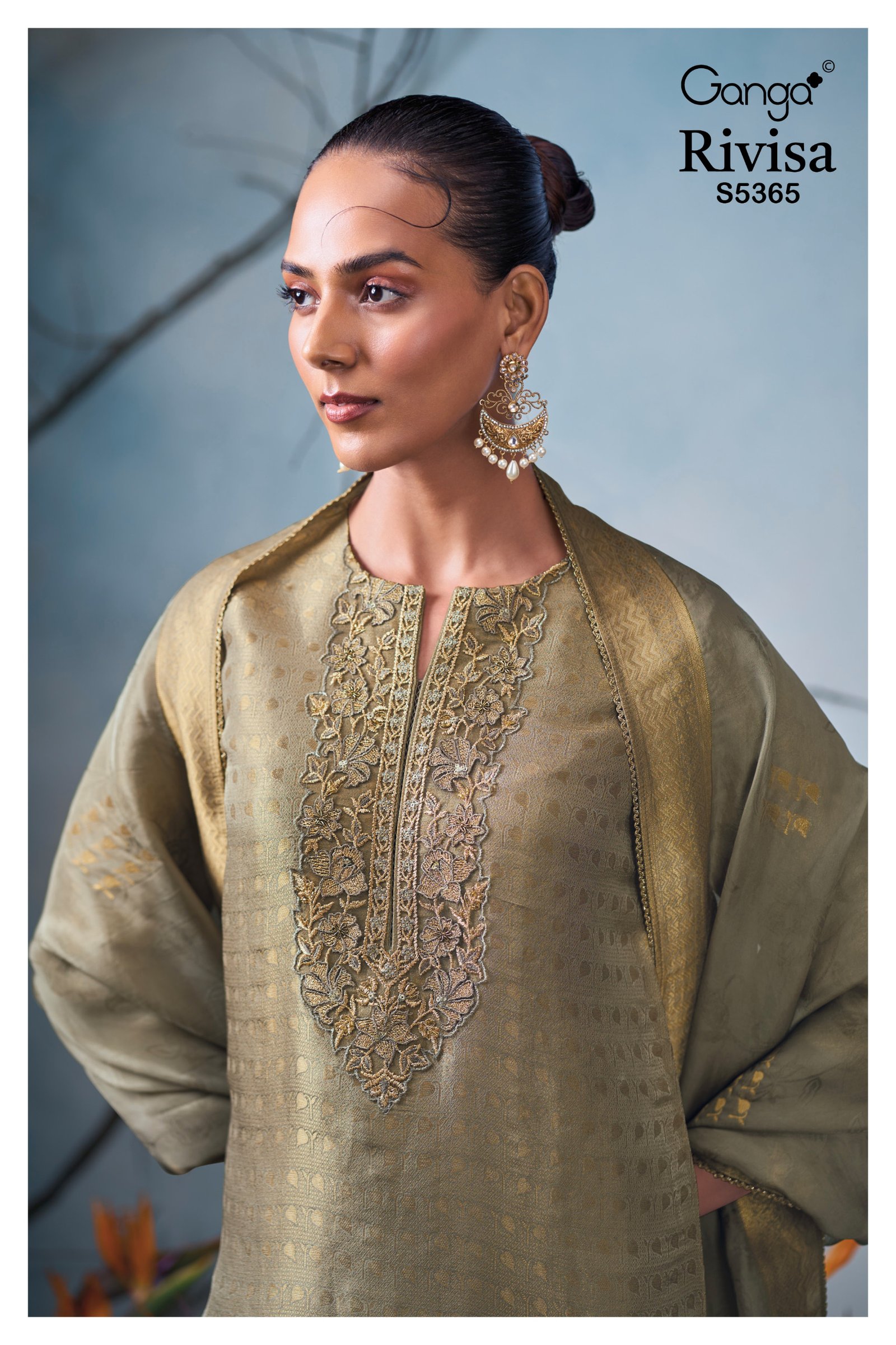 Ganga Fashion Rivisa Premium Tanchui Silk Jacquard Kurta Set S5365 - Image 3
